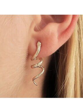 Snake Earrings Spiral Retro Unique Trendy Stylish Goddess Reptile Bold Statement